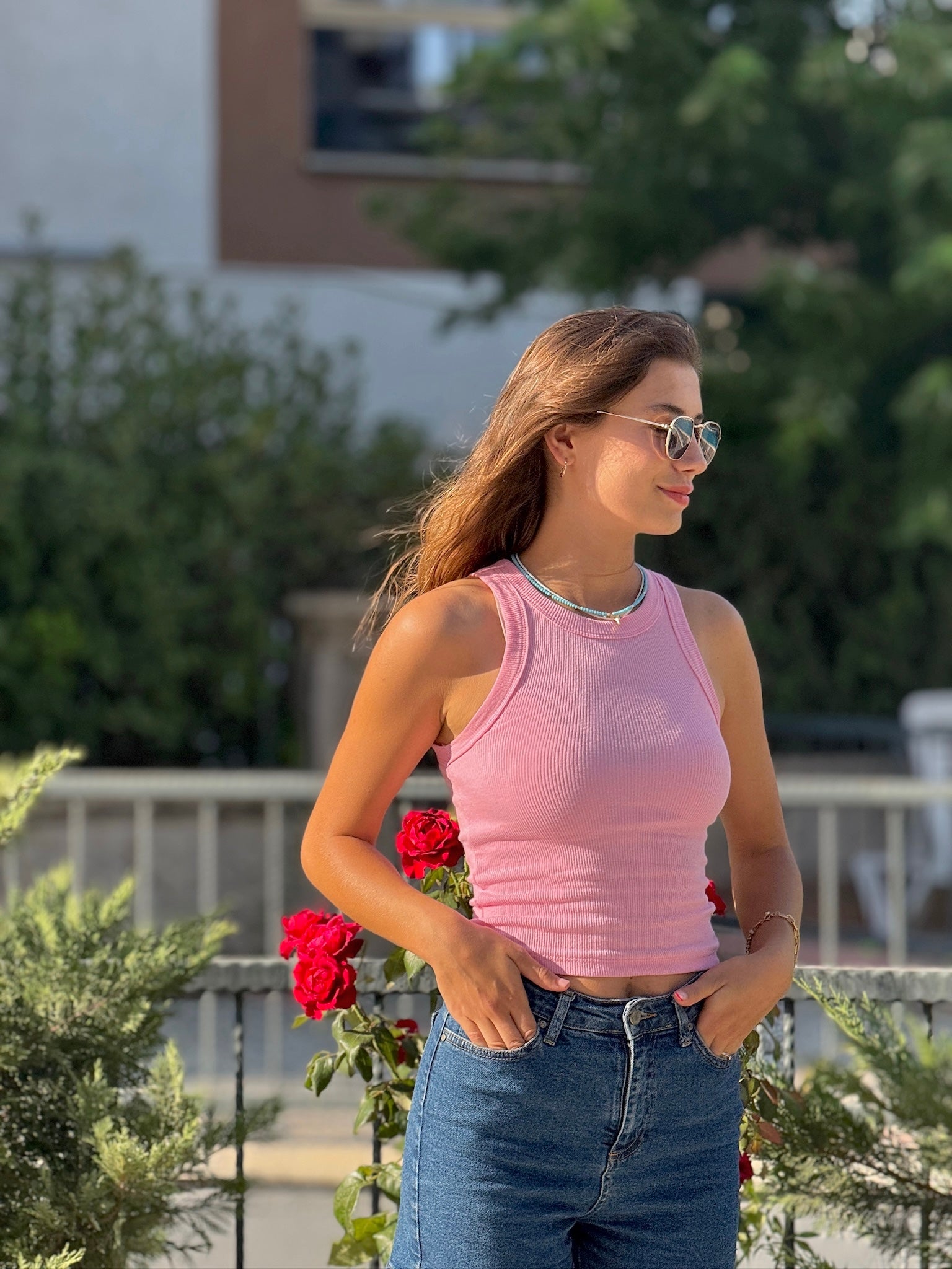 Zr halter yaka fitilli pembe atlet