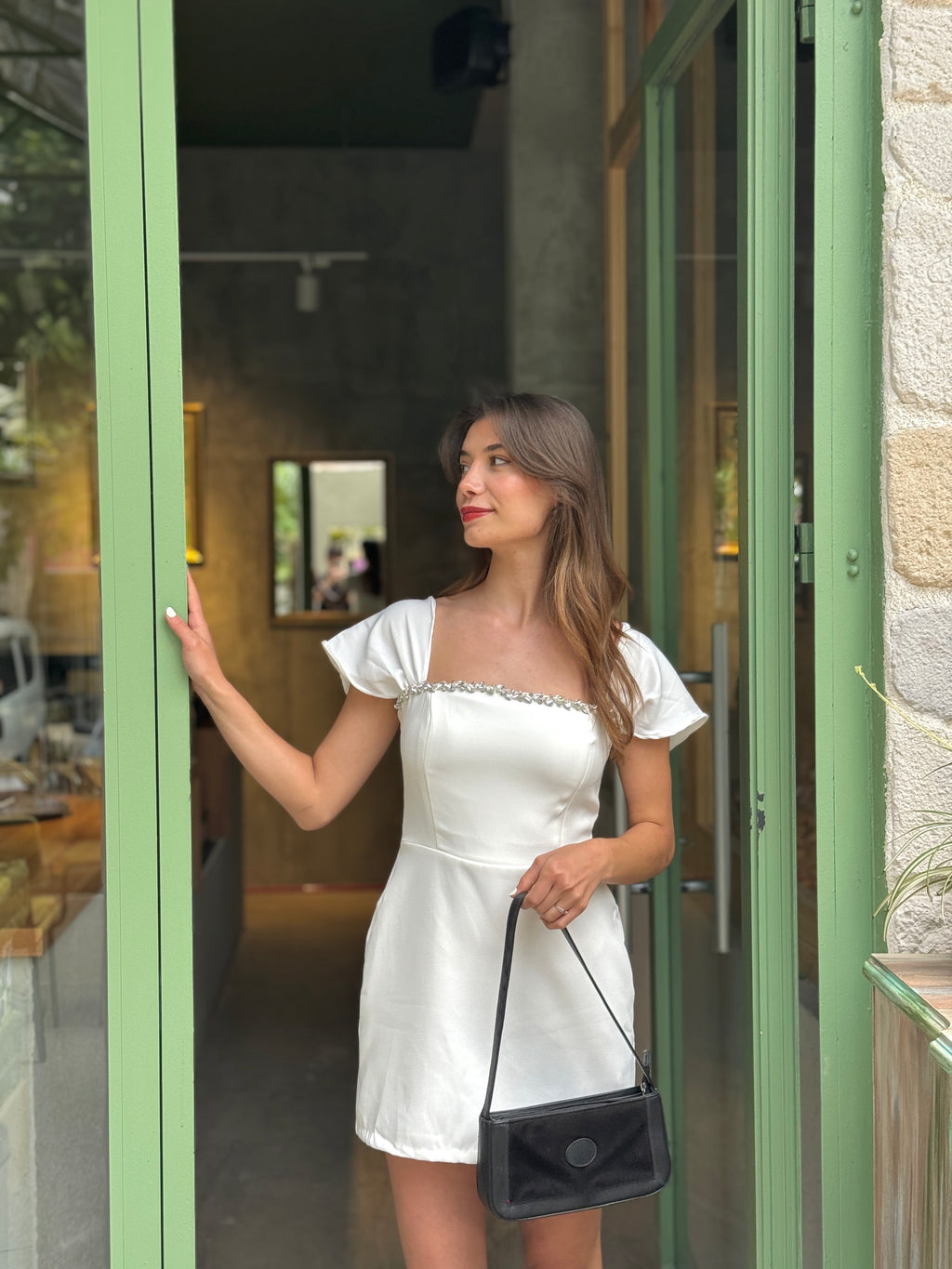 Romantik beyaz mini elbise