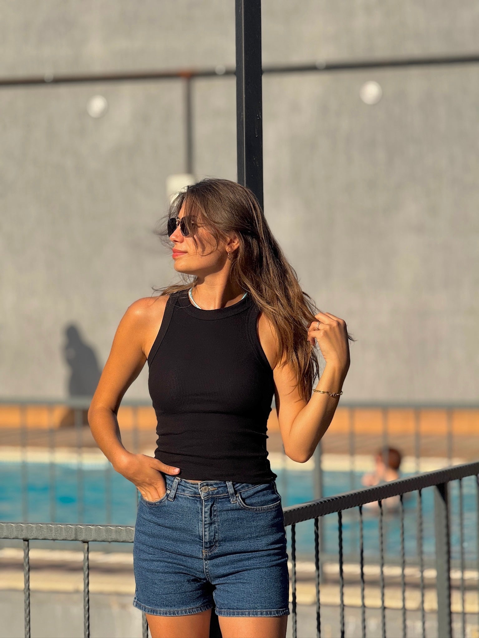 Zr halter yaka fitilli siyah atlet